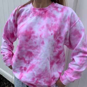 Pink tie dye crew neck